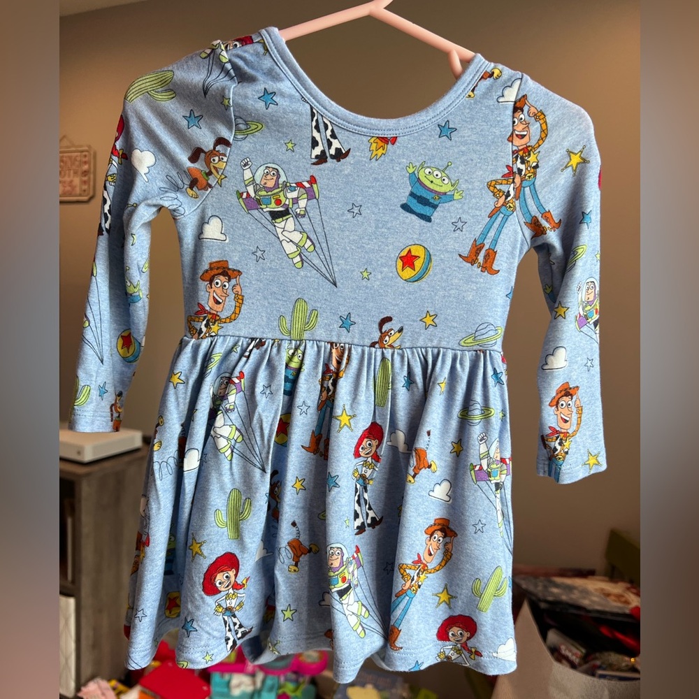 Little Sleepies Blue Toy Story Character Long Sleeve Dress